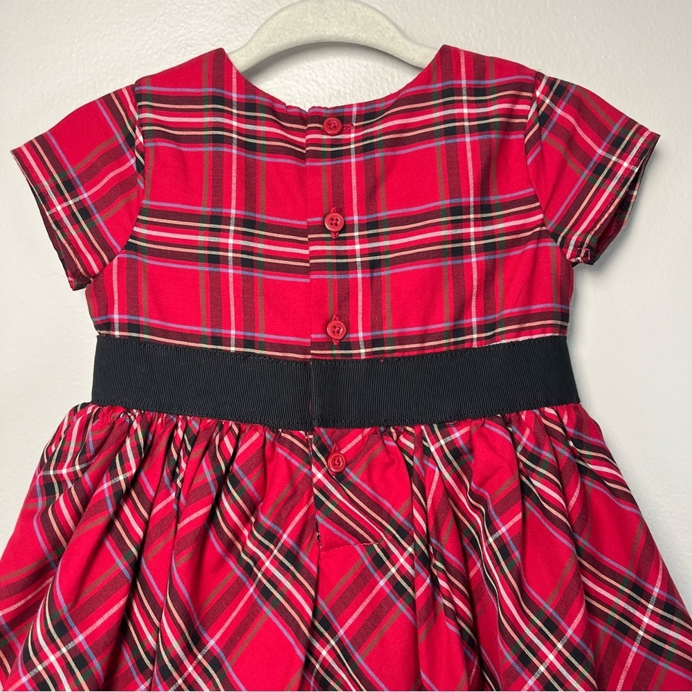 Carters Baby Girl 9M Red Tartan Plaid Dress Black Bow Waistband Tulle UnderSkirt - Picture 5 of 10